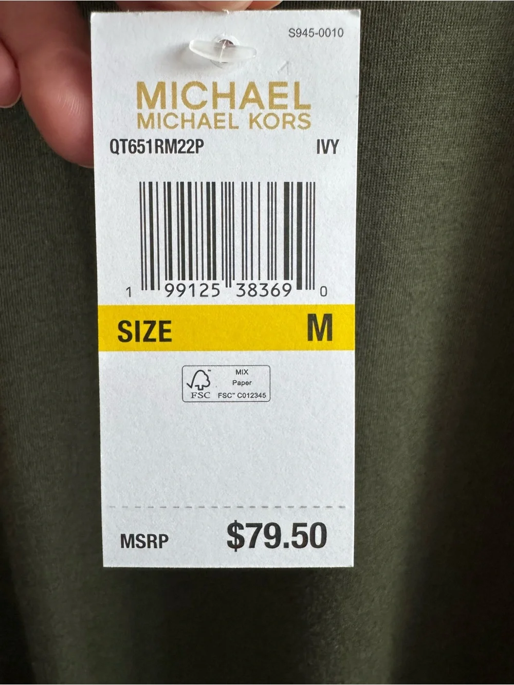 Michael Kors Olive Sleeveless Tank with Gold Eyelet Detail